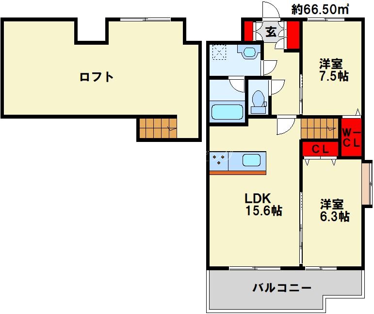 北九州市小倉北区金田のマンションの間取り