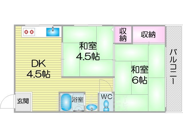 大阪市住之江区南加賀屋のマンションの間取り