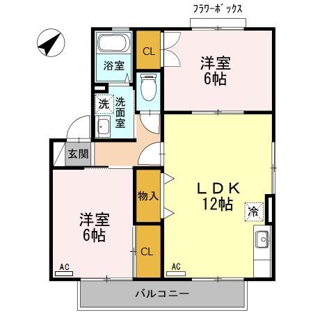 福山市神辺町大字新湯野のアパートの間取り