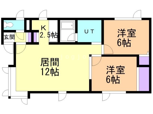 札幌市西区発寒十二条のアパートの間取り