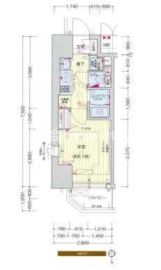 プレサンス堺筋本町フィリアの間取り