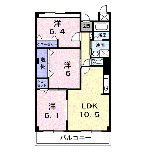 足柄上郡松田町松田惣領のマンションの間取り