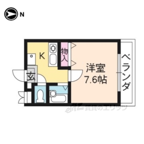 京都市山科区安朱南屋敷町のマンションの間取り