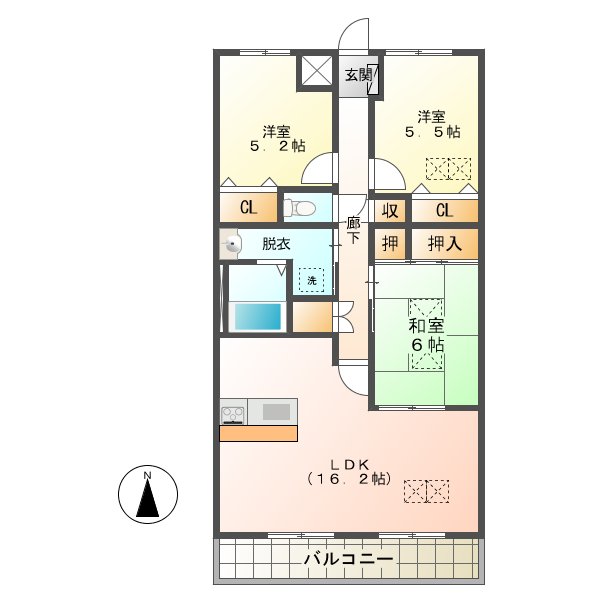 ルネス石津の間取り