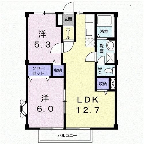 【熊本市北区飛田のアパートの間取り】