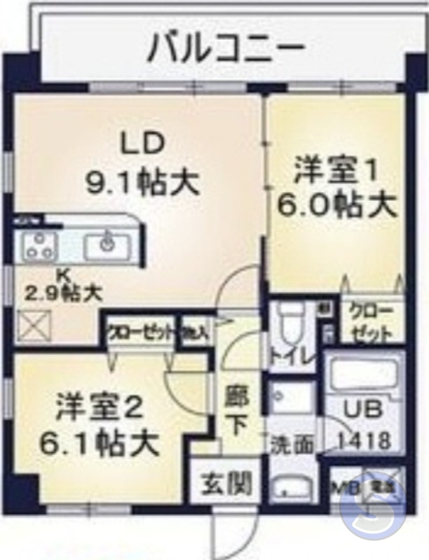 京都市上京区大猪熊町のマンションの間取り