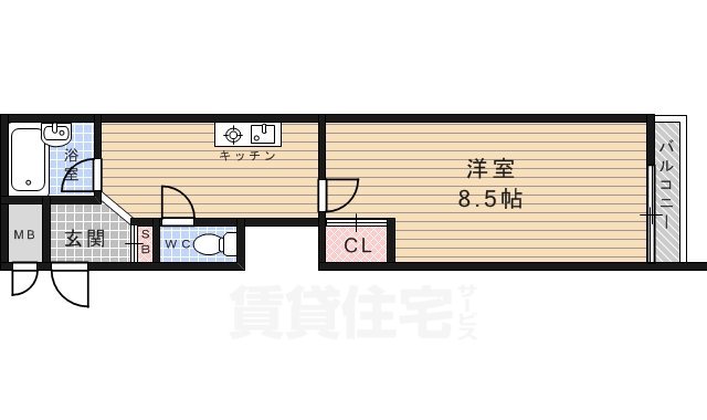 京都市中京区瀬戸屋町のマンションの間取り