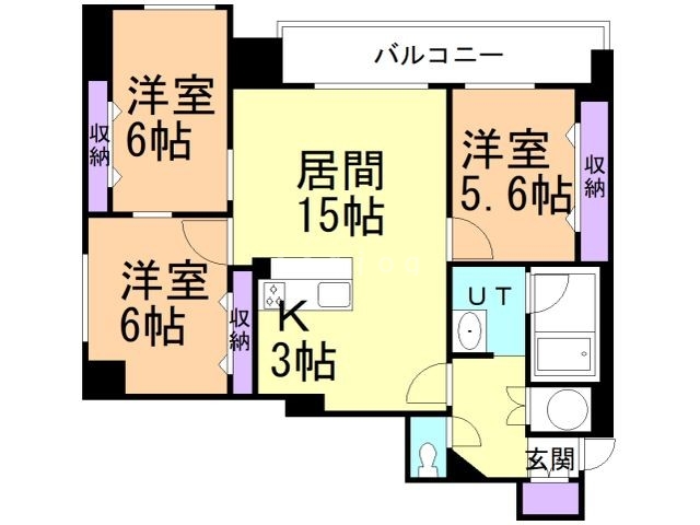 札幌市東区北二十条東のマンションの間取り