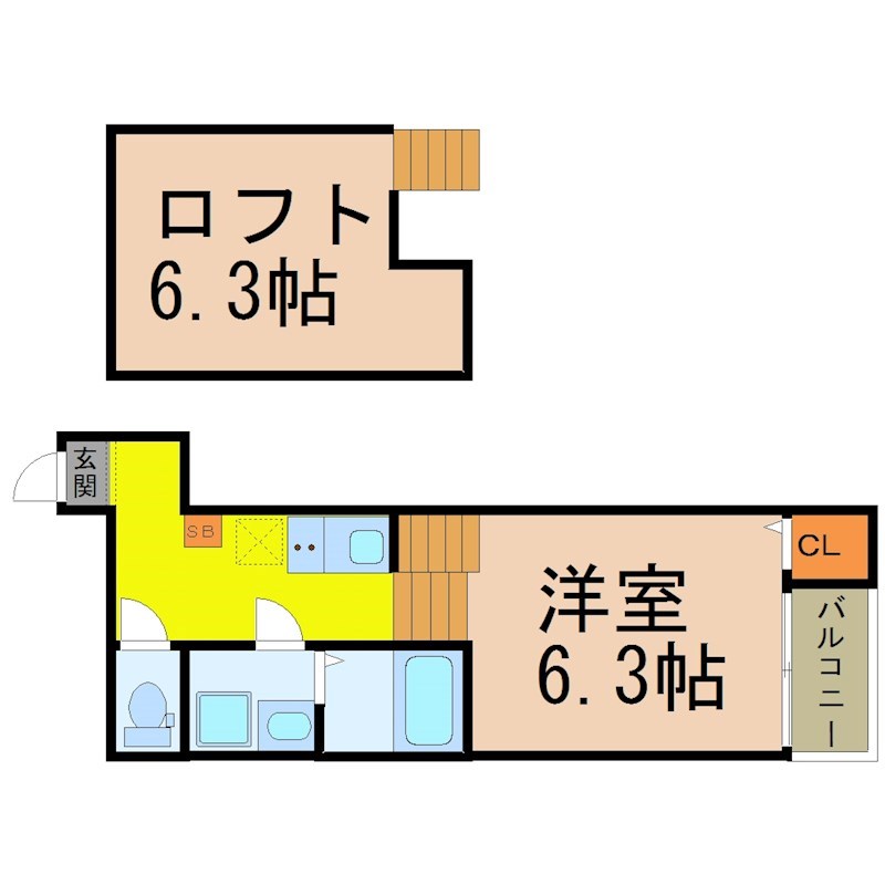 名古屋市中川区十番町のアパートの間取り