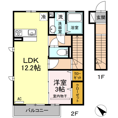 熊本市東区保田窪本町のアパートの間取り