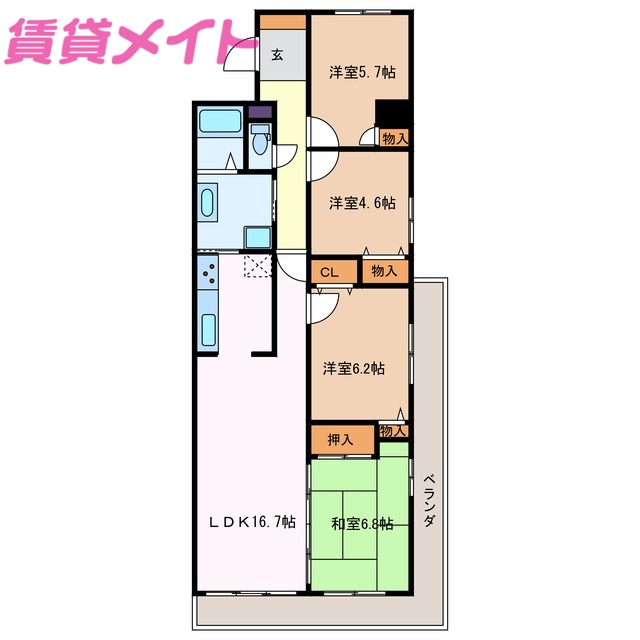 スペリア桑名壱番館　811号室の間取り