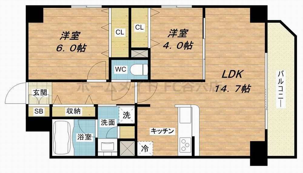 デレクト・ビュー上町台の間取り写真