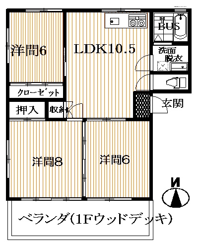 いわき市泉町滝尻のアパートの間取り