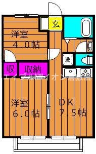 岡山県総社市中央４（アパート）の賃貸物件の間取り