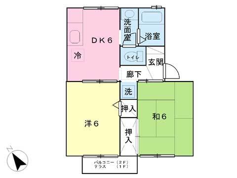 北上市中野町のアパートの間取り