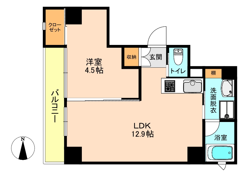 広島市中区鶴見町のマンションの間取り