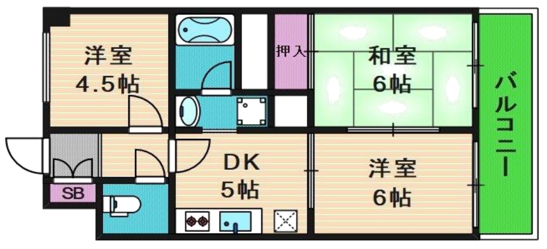 ロイヤルハイツ北田辺の間取り写真