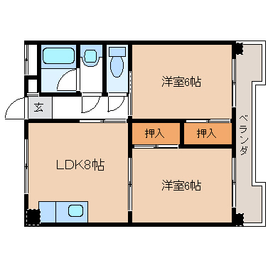 長岡京市久貝のマンションの間取り