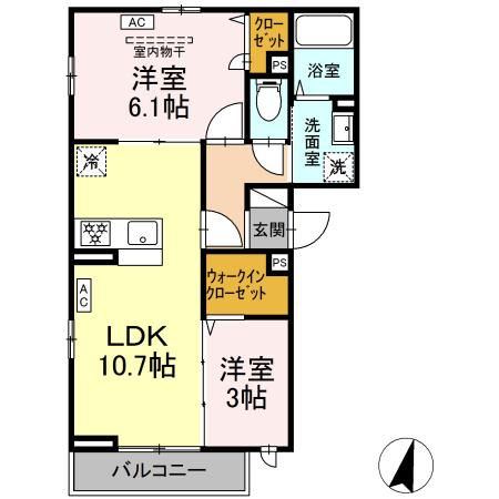 【茅ヶ崎市東海岸北のアパートの間取り】