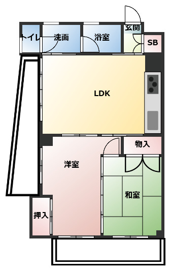 小牧市大字小牧原新田のマンションの間取り