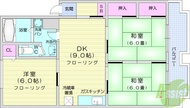 【西宮城野コーポの間取り】