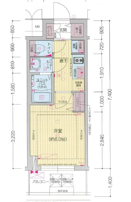 大阪市中央区神崎町のマンションの間取り