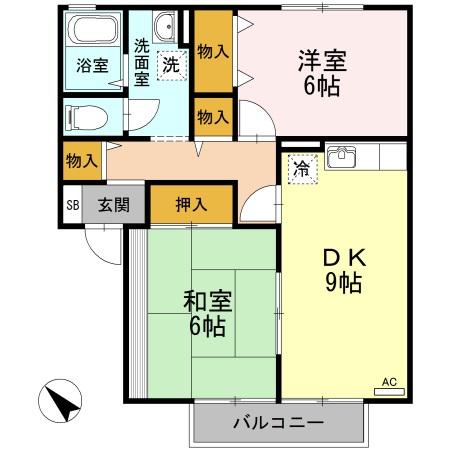 勝田郡勝央町岡のアパートの間取り