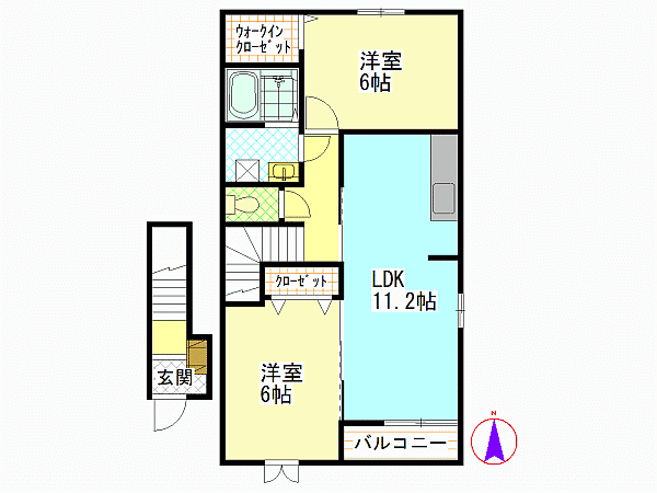 江田島市能美町鹿川のアパートの間取り