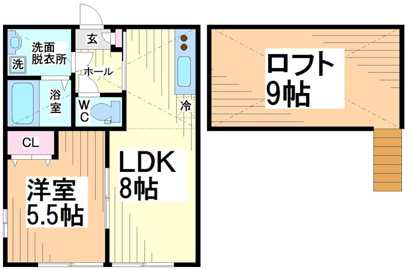 川崎市多摩区東生田のアパートの間取り