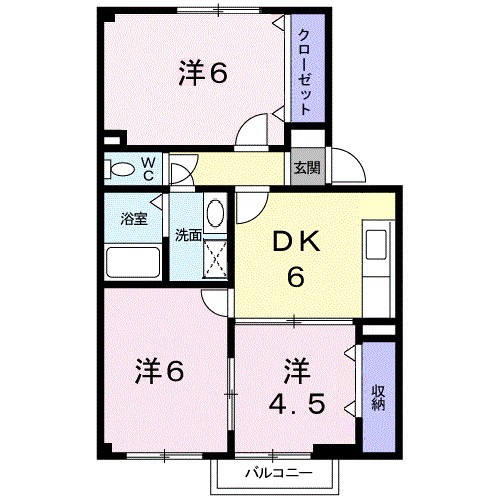 富山市開のアパートの間取り