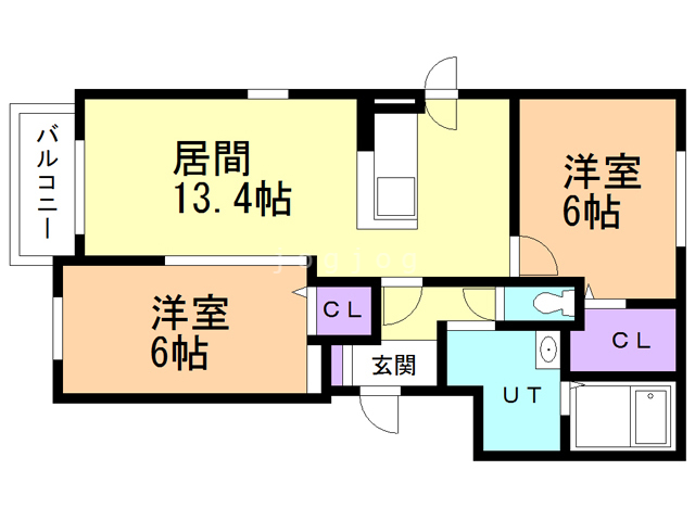 江別市文京台東町のマンションの間取り