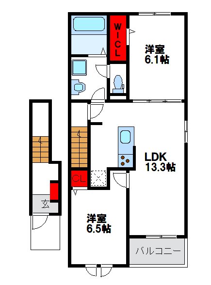 【福津市津屋崎のアパートの間取り】