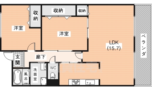 生駒市東菜畑のマンションの間取り