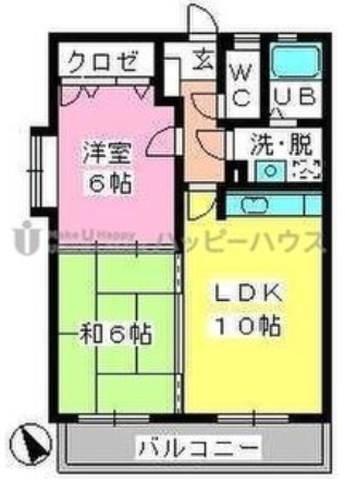 大野城市瓦田のマンションの間取り