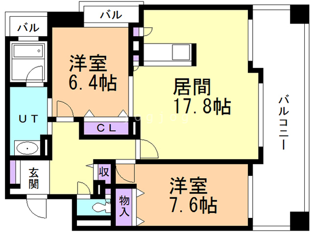 札幌市白石区北郷二条のマンションの間取り