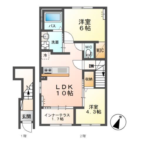 【仮）スターテラスII栃木市大町(2)の間取り】