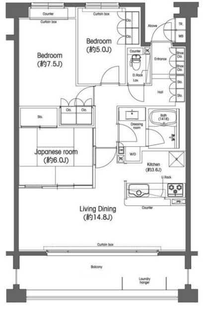 世田谷区弦巻のマンションの間取り