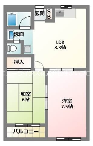 門真市城垣町のマンションの間取り