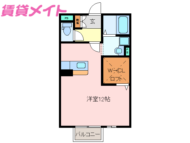 松阪市茶与町のアパートの間取り