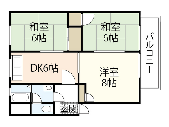 広島市安佐南区西原のアパートの間取り