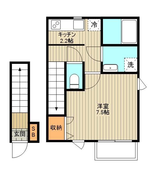 世田谷区喜多見のアパートの間取り