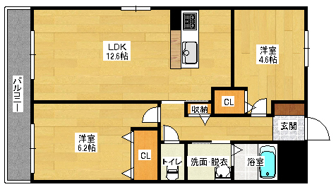 広島市安佐南区相田のアパートの間取り