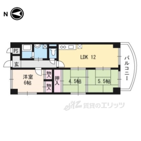 京都市南区上鳥羽高畠町のマンションの間取り