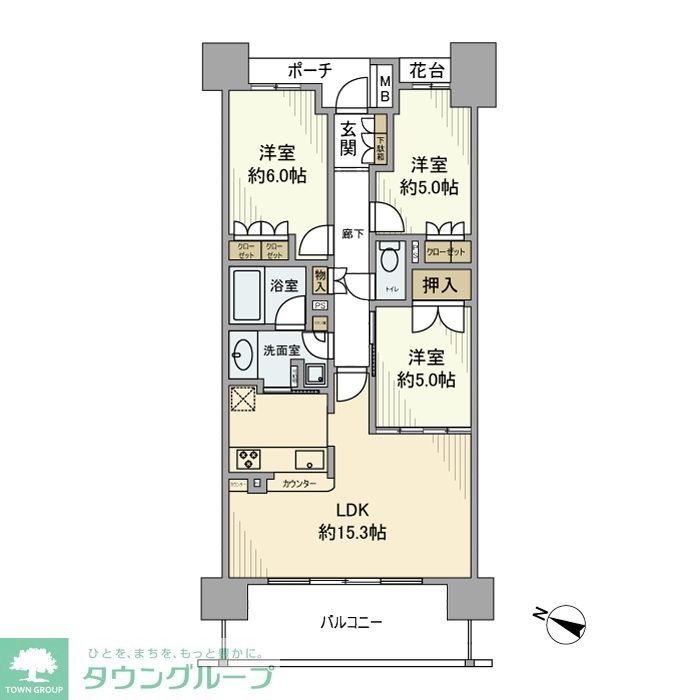 三郷市中央のマンションの間取り