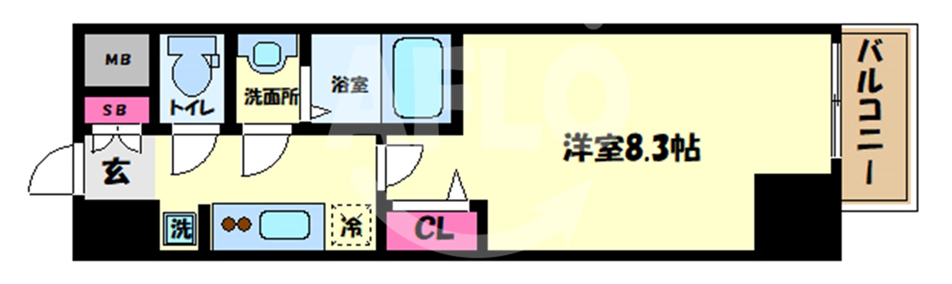 【プレサンス谷町九丁目駅前の間取り】