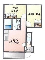 横浜市緑区北八朔町のアパートの間取り