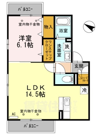 久世郡久御山町田井のアパートの間取り