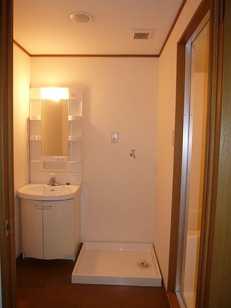 洗面設備　スペースが確保できる洗面所です