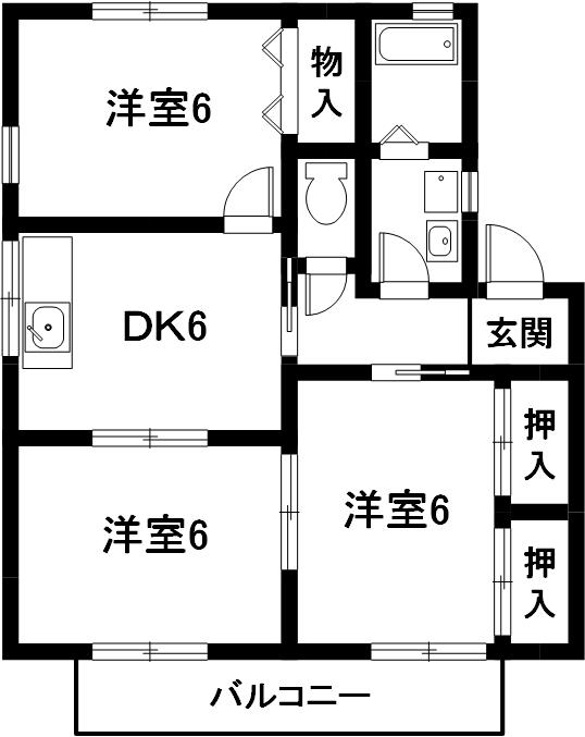 豊川市三蔵子町のアパートの間取り