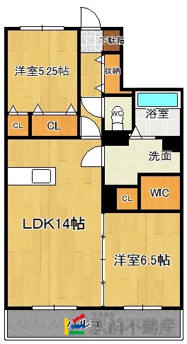 久留米市北野町高良のマンションの間取り